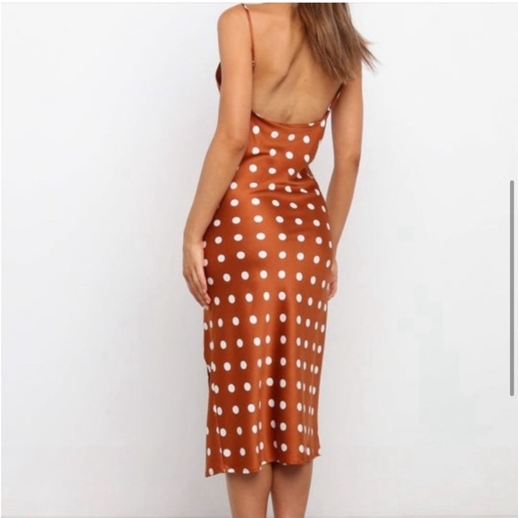 NWT PETAL & PUP Polka Dot SILKY WEAVER DRESS IN RUST US12 polka dot - Picture 2 of 5